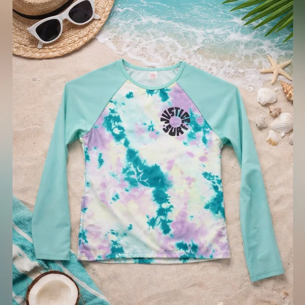 Justice girl swim top rashguard